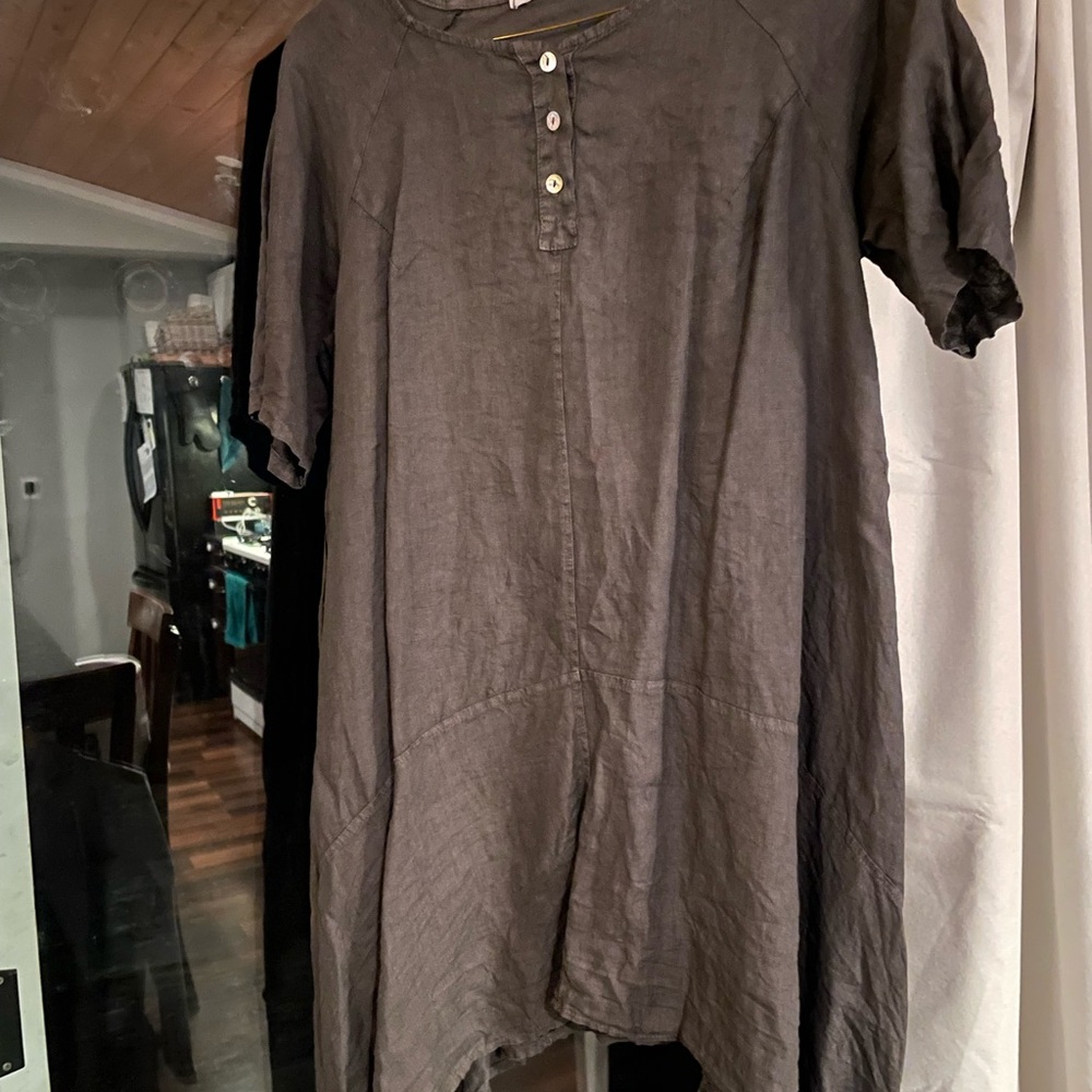 Linen charcoal gray Italian brand midi dress (Martina Innocent)